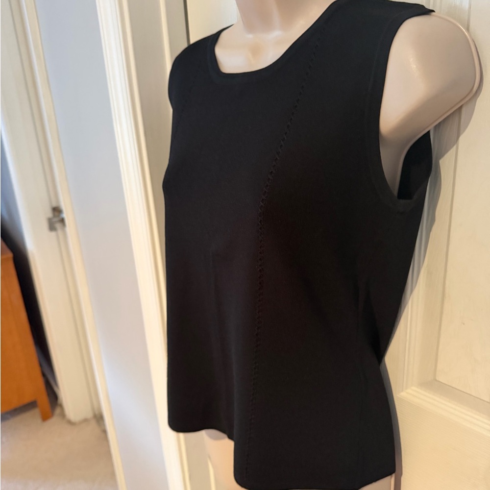 Carducci Black & White Trim Open-Front Cardigan Set with Sleeveless Tank - Picture 4 of 9